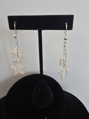 Silver Moon & Star Dangle Earrings - Women Jewelry